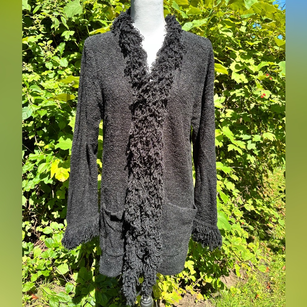 Dialogue, Black Fringe, BoHo, Cardigan Sweater